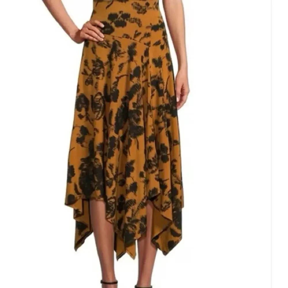 Bryn Walker Jersey Floral Wide Waistband A-Line Hem Pull-On Skirt XXS